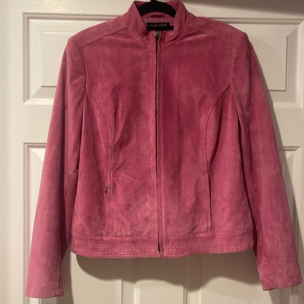 Valerie Stevens Pink leather suede jacket size M